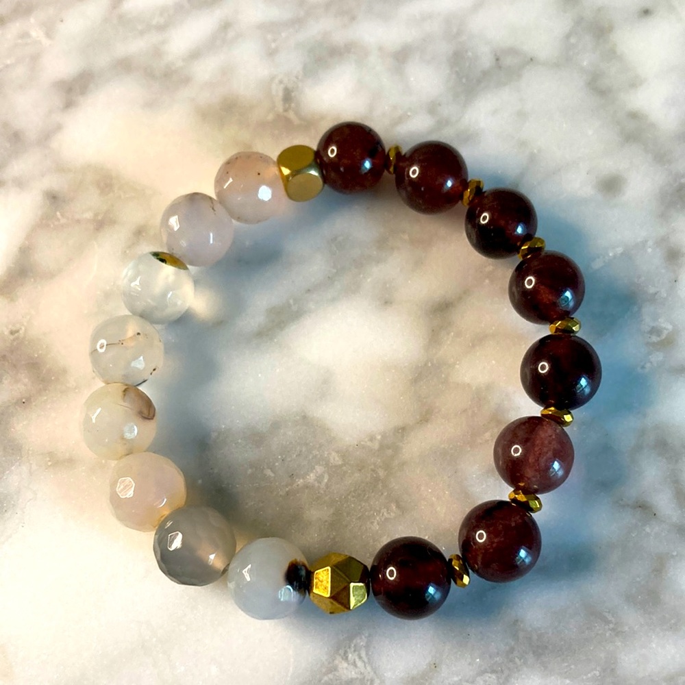 Montana agate & brown agate bracelet